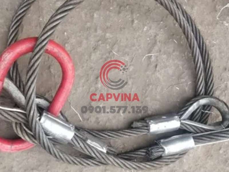 Sling cáp thép bấm chì 2 chân