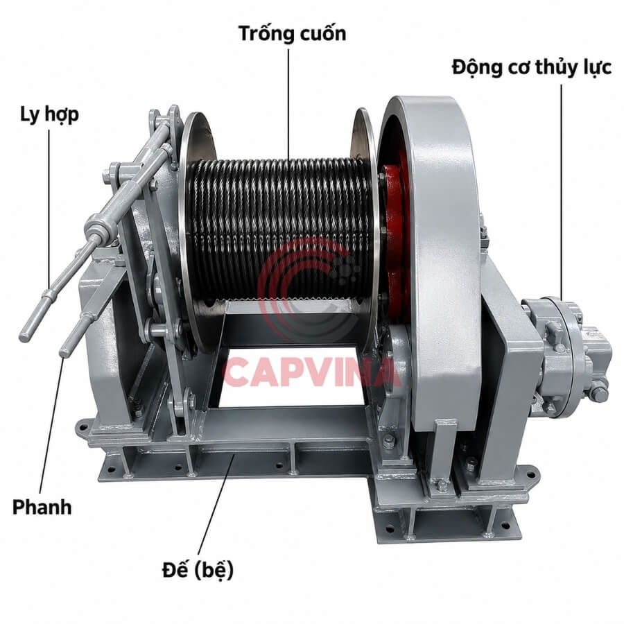 tời thủy lực 1 trống
