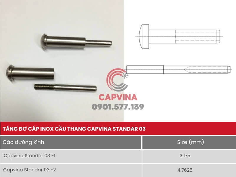 Thông số kỹ thuật tăng đơ inox Capvina Standard 03