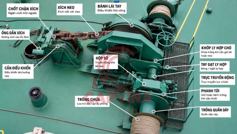 hệ thống tời neo biển