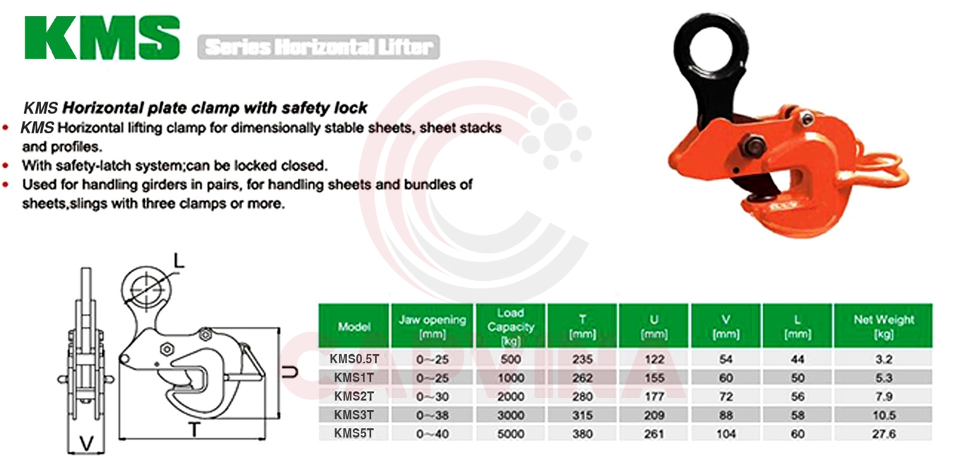 thông số kỹ thuật kẹp tôn ngang kudong có khóa an toàn